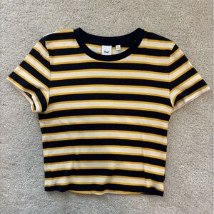Aritizia TNA Navy and Yellow Striped Top